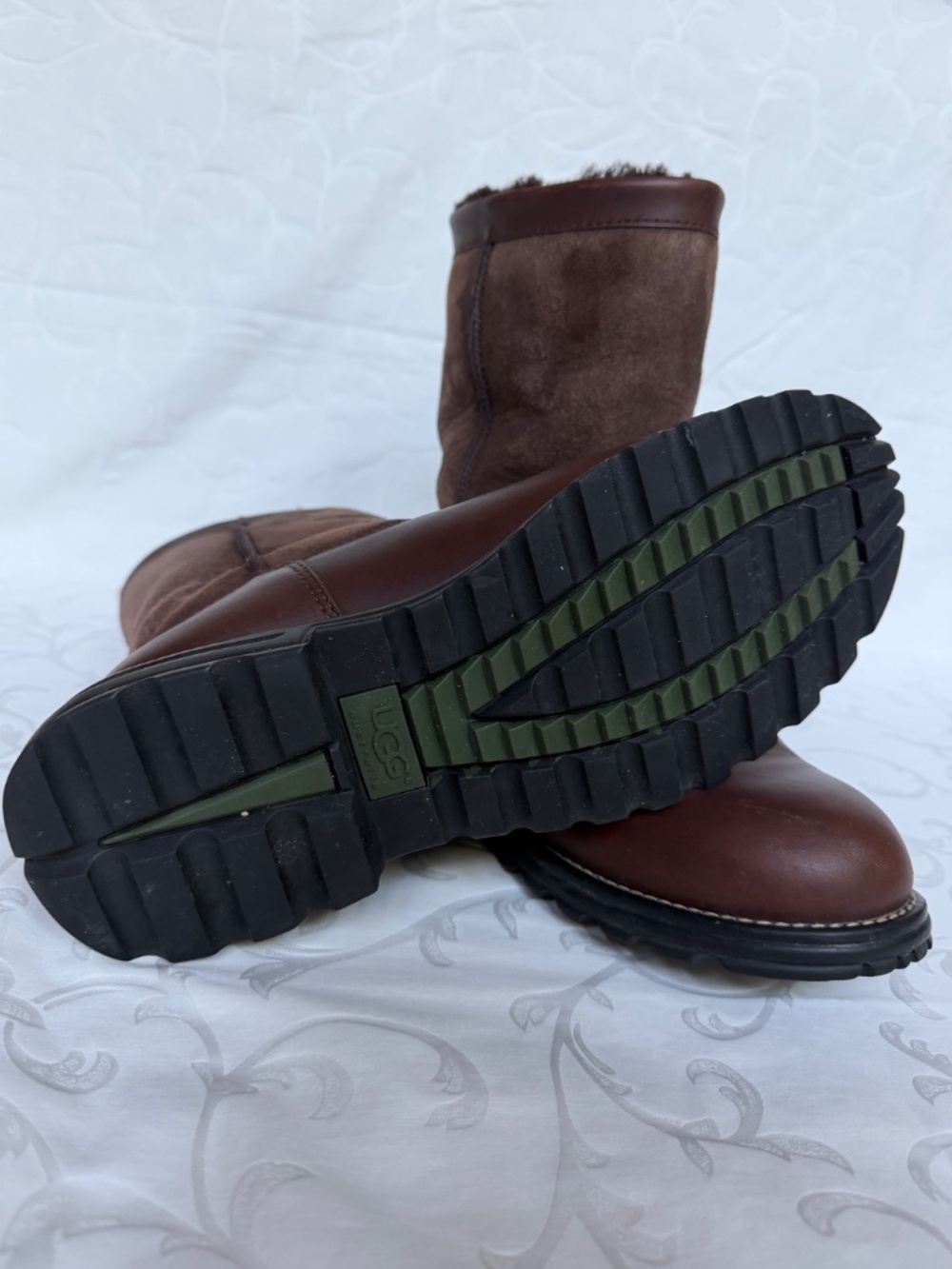 Women’s Ugg Mid-Calf Winter Boots Brown Leather Sz 9 - Picture 5 of 10